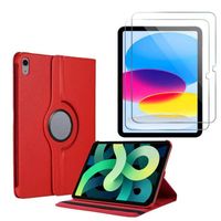 Etui Rouge pour iPad 10ème Génération 10,9 Pouces 2022 et 2 Films verre trempé [Toproduits®]