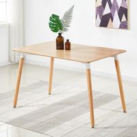 Table à manger Rectangulaire Scandinave - QIAN - Pieds en bois massif - Chêne - 110x60x75cm