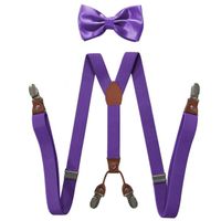 Vêtements,Bretelles élastiques réglables pour hommes,2.5x115cm,ensemble avec nœud papillon en forme de Y avec Clips - Type plum