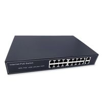 Elfcam® - 16 Ports PoE Ethernet Switch avec 2 Ports Uplink Gigabit Ethernet 10-100-1000Mbps, Plug & Play Non Gere, Me(16 Ports PoE)