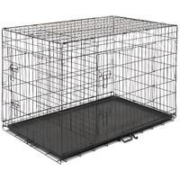 Cage pour Chien Pliable avec 2 Portes, Plateau Amovible, 122 x 74,5 x 80,5 cm,Noir