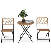 Outsunny Ensemble bistro de jardin 3 pièces pliantes style cosy 2 chaises + table résine tressée beige acier époxy noir