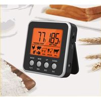 Thermomètre de Cuisson Cuisine Numérique pour Barbecue Grill avec Rétroéclairage Minuteur et Sonde de Températures en Acier