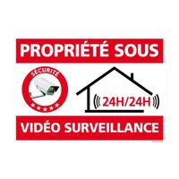 Panneau Propriété Sous Vidéo Surveillance, Panneau Alarme Adhésif105 x 75 mm 105 x 75 mm
