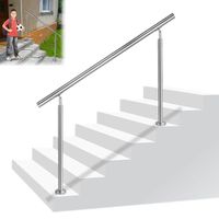 YUENFONG Rampe d'escalier en acier inoxydable pour escaliers, balcon, intérieur et extérieur, argent (80 cm, avec 0 traverses)
