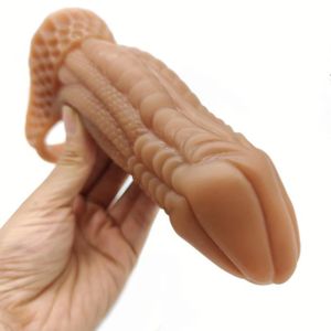 APPAREIL MASSAGE MANUEL brun-Dragon Penis Extender Sleeve, Silicone, Vagin