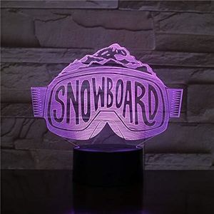 VEILLEUSE BÉBÉ Veilleuse Enfant Snowboard Coloré - Lampe de Nuit LED 16 Couleurs - USB Rechargeable