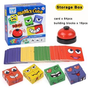 Changement de visage Rubik Cube Blocs de construction Toddler Puzzle Early  Education Expression Bataille Fun Jouets en bois