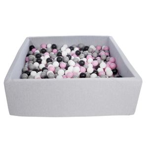 PISCINE À BALLES Velinda - 24182 - Piscine à balles pour enfant, dimensions: 120x120 cm, Aire de jeu + 900 balles noir,blanc,rose clair,gris