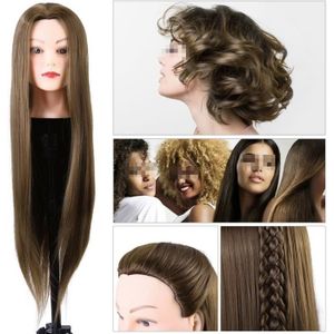 TÊTE D'APPRENTISSAGE 24 Pouce Pro Tête À Coiffer Long Naturel Cheveux B
