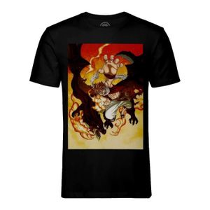 T-SHIRT T-shirt Homme Col Rond Noir Fairy Tail Natsu Et Ig