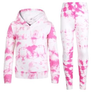 Ensemble de vêtements Enfants Tie Dye Encapuchonné Haut et Legging Ensemble Vêtements de Sport Filles Tenue Ensemble Âge 5-13 Ans