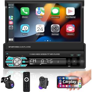 AUTORADIO Podofo Autoradio Carplay 1 Din Bluetooth Auto Radio 7 Pouces Écran Tactile Réglable, Android Auto, Radio FM, Lien Miroir pour