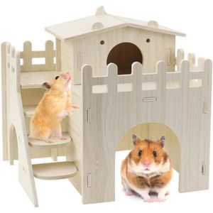 ACCESSOIRE ABRI ANIMAL Maison de Hamster 2 Etages Cabane eois Hamster Maison Cochon d'Inde Bois Hamster Maison d'angle Hamster Cachette Maison Maisonne223