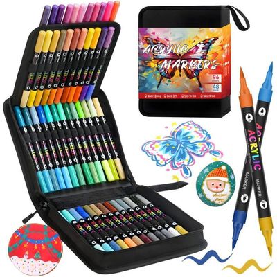 120 Marqueurs Acryliques Double Pointe (Pointes Fines Et