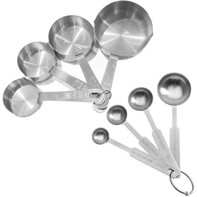 Set De 8 Cuillères Et Tasses à Mesurer En Acier Inoxydable LYFJXX - Cuisine, Pâtisserie, Mesures Précises (or, Argent, Rose)