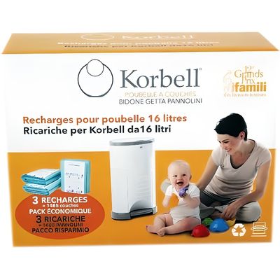 Shnuggle Eco-Touch Poubelle à couches pour bébé avec sacs poubelle  écologiques – Piège les odeurs, les germes et les bactéries – Blanc