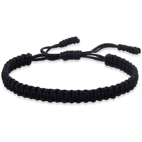 Bracelet Corde Tissé Main Noir Et Rouge - Breloque Monnaie Ancienne - Style Unisexe Rétro
