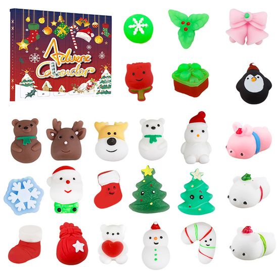 Calendrier De L'Avent 2025 - 24 Squishies Mochi Dont Un Père Noël Lumineux - Cadeau Enfant Pour Noël