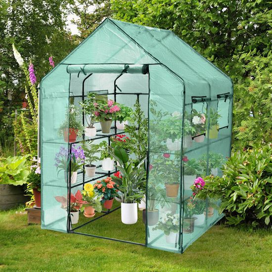 SERRE DE JARDINAGE Mini Serre de Jardin 143x73x195cm Serre à Tomates Tente de Plante 4 étages