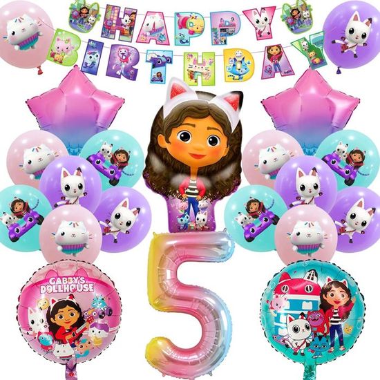 10 Pièces Gaby Chat Ballons Anniversaire Set 4 Ans Fille, Gaby