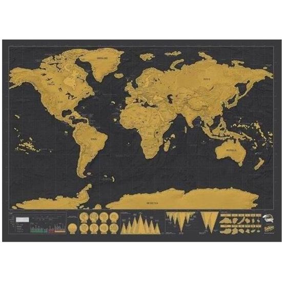 Carte du Monde à Gratter Scratch Map - Noir