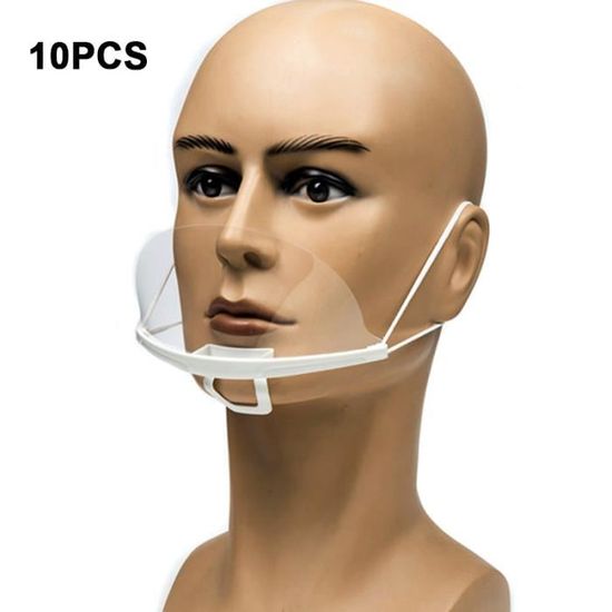 10pcs Visière de Protection Réutilisable, Transparent Protection Visage Anti-Salive Anti-buée Couvre Bouche et Nez Facial Protection