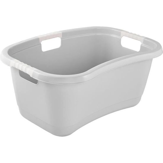 KADAX Bassine à linge rectangulaire, robuste, avec poignées confortables, bac de rangement, bac de nettoyage compact (blanc, 12 l