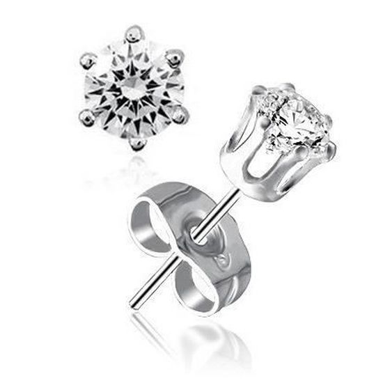Boucles d'oreilles puces en argent massif 925/1000 pierre ronde 3 mm en cristal Boucles d'oreilles puces en argent massif 925/1000 pierre ronde 3 mm en cristal