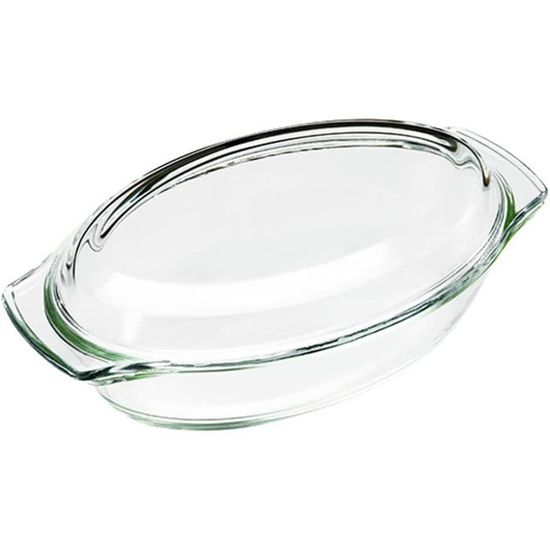 Plat ovale avec couvercle, en verre résistant à la chaleur, 3,1 L