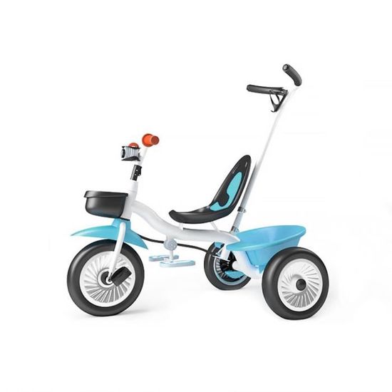 Spielwerk® Tricycle 2en1 Bleu Enfants Barre De Poussée Siège Ceinture Sécurité à 3 Points Panier