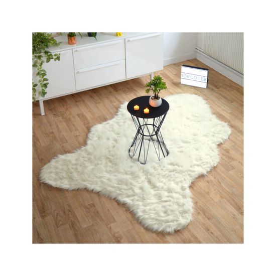 Tapis Peau De Bete Imitation Ours White 160 X 220 Cm Cdiscount Maison
