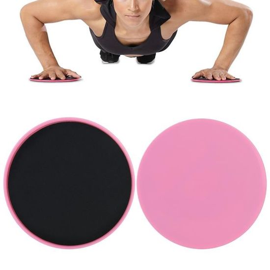 EIHI 4 Pièces Disques De Glisse Fitness Double Face - Accessoires Entraînement Abdos Et Corps (Rose & Vert)