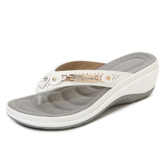 Tongs à Talons Compensés New Front - Sandales Élégantes Antidérapantes - Pour Plage, Vacances Ou Ville