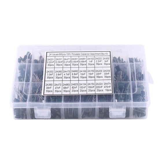 400pcs 24 valeurs kit d'assortiment de condensateurs électrolytiques en