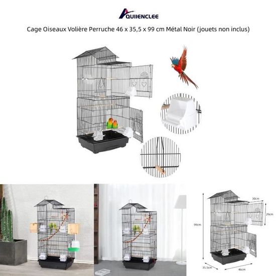 Cage pour Oiseaux - QUIIENCLEE - Perruche/Calopsitte/Canaries - 46x35 ...