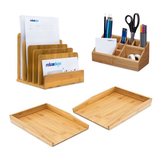 Lot De 4 Boîtes De Rangement Transparentes Avec Couvercle En Bambou - Organiseur De Bureau élégant Pour Trombones, Clips Et Plus