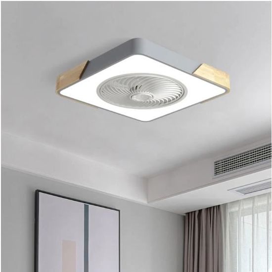 Ventilateur De Plafond Avec Lumière LED - Caunmar Bois Jaune Vintage, 6 Vitesses, Dimmable, Télécommande & App - 50cm