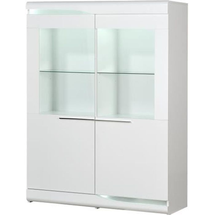ovio vitrine 2 portes laque blanc brillant l 120 x p 46 x h 160 cm achat vente vitrine argentier ovio 36 vitrine cdiscount