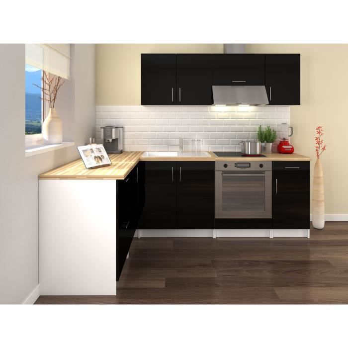 obi cuisine complete d angle l 280 cm noir laque brillant achat vente cuisine complete obi angle 280 cuisine co nolaq cdiscount