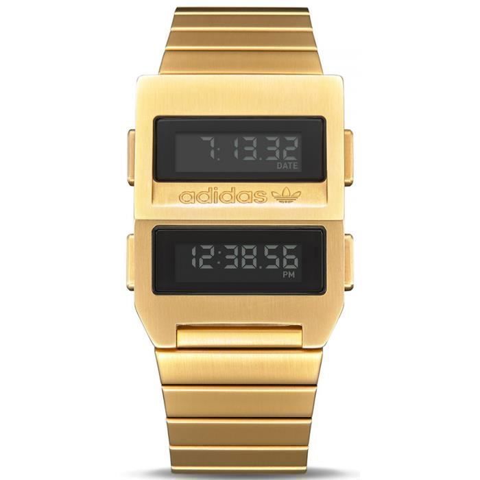 Montre homme ADIDAS ARCHIVE M3 Z2050200. Fashion. Date. 50. Noir. Doré. Rectangulaire. Quartz. digital. Acier inoxydable. Acier in