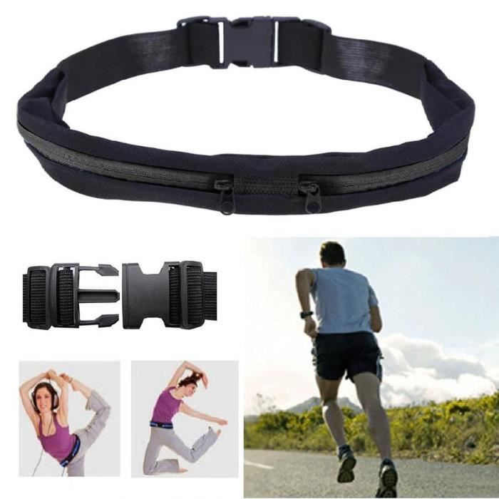 Sport Sac Banane Ventre sacoche Sac Fitness Course Jogging Cyclisme Noire