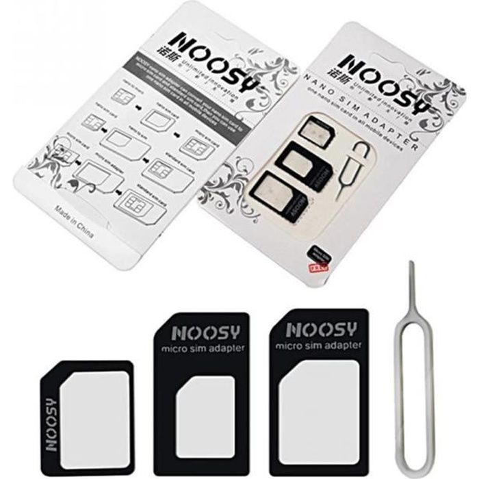 NOOSY® adaptateur NANO MICRO SIM STANDARD + ouverture - EDITION PRENIUM