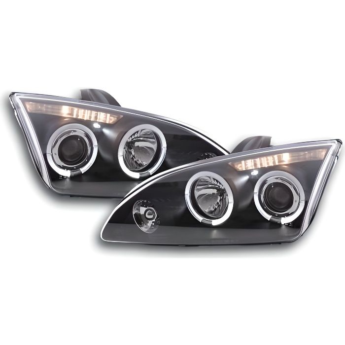 Paire de feux phares avant Ford Focus de 2005 a 2008 Angel Eyes Noir