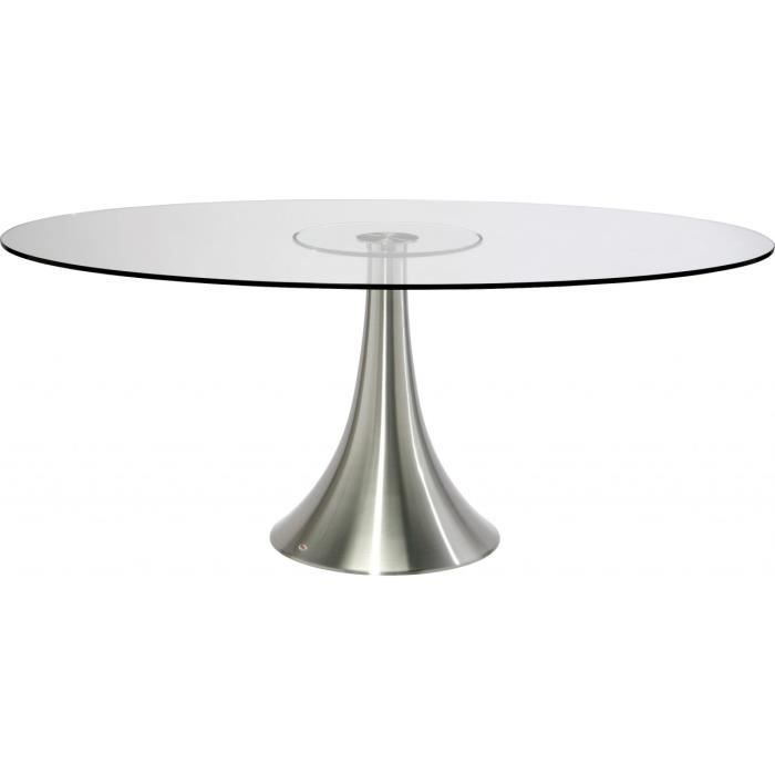 Table design ovale Loft alu et verre 180 x 120 cm