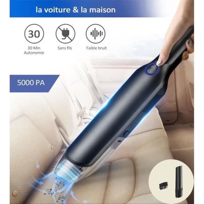 Aspirateur à Main sans Fil, 5000 PA Aspirateur Voiture Puissant Portable Rechargeable pour Maison, Voiture, Bureau, Canapé etc