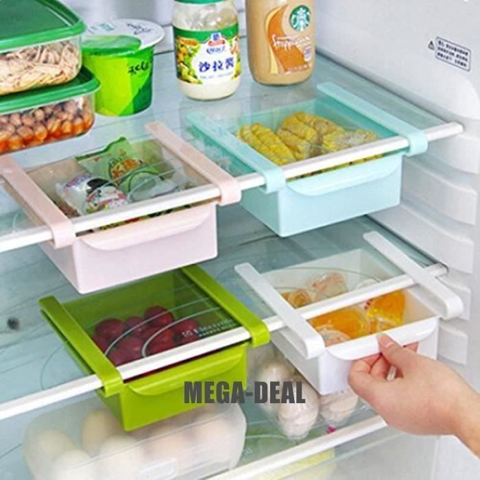 Mega-Deal Lot de 4 Frigo de cuisine en plastique Réfrigérateur Congélateur Holder Support de rangement étagère de cuisine Organi
