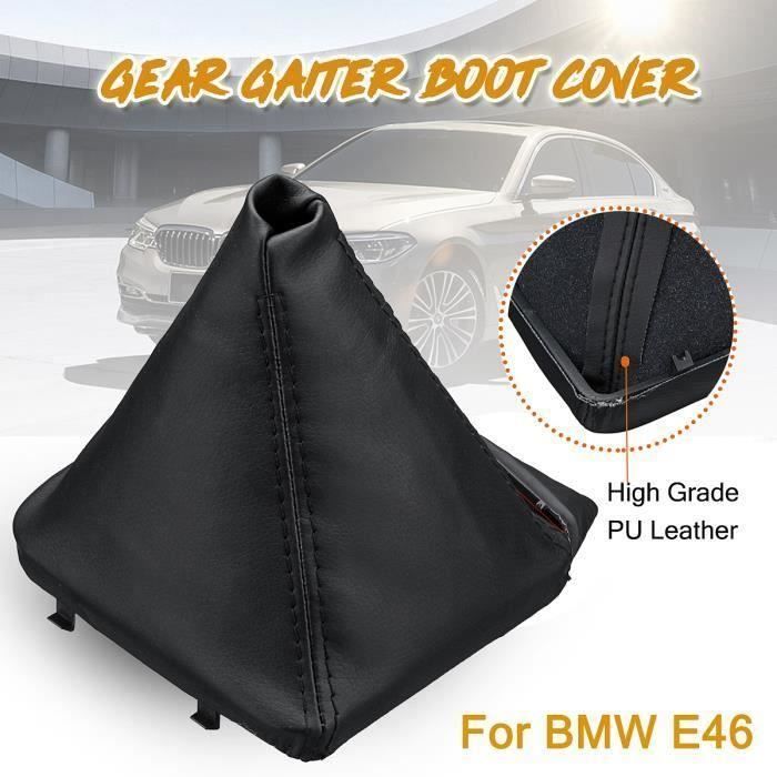 NEUFU Poignée En Cuir PU Manette De Levier De Vitesses Couvercle Manchon Noir Pour BMW E46