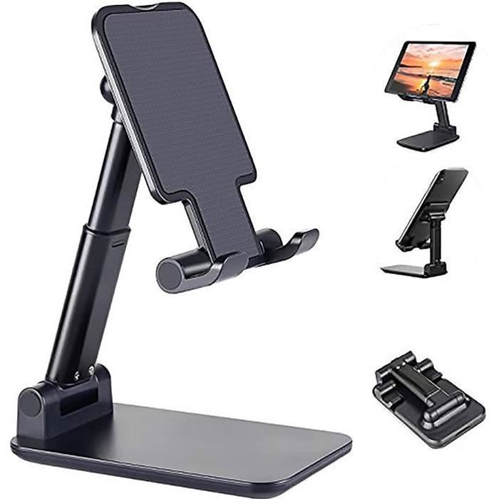 Support Pliable pour Smartphone et Tablette. Stand Multi-Angles Réglable avec Bras Extensible pour iPhone 11, iPad, Huawei (Noir)