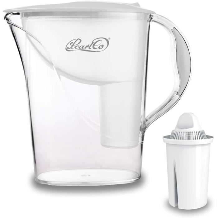 PearlCo Standard - Carafe avec filtre à eau - blanc - 1 cartouche classic incluse (compatible avec Brita Classic)